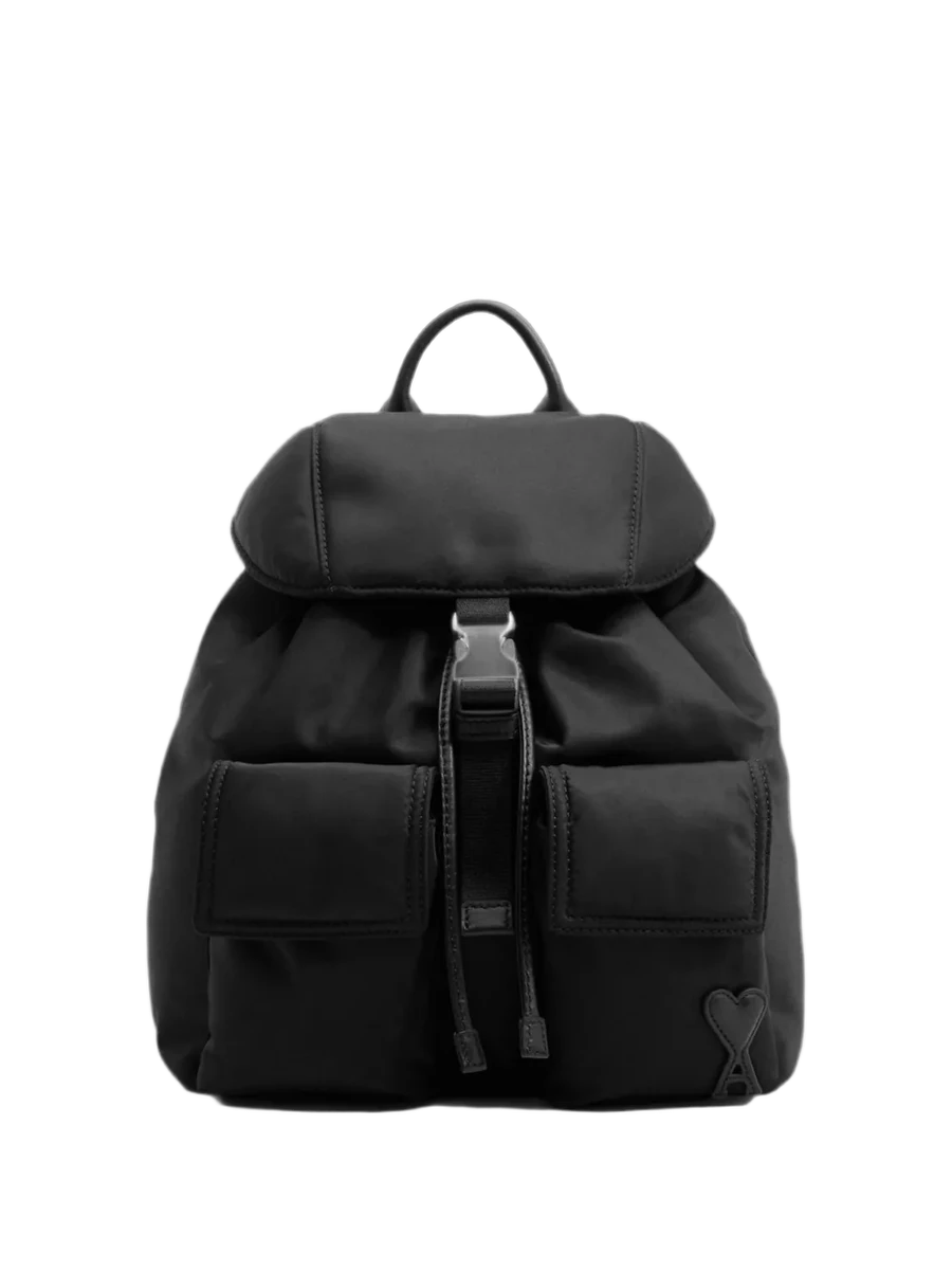 AMI Paris Small Nylon Marcel Flap Backpack