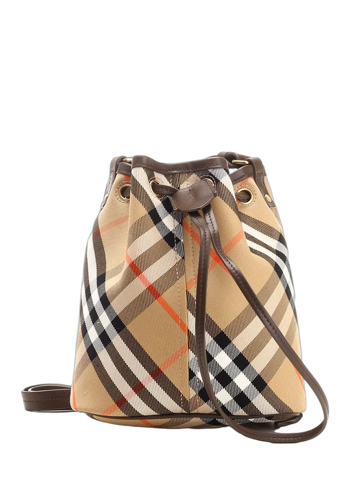 Burberry 체크 드로스트링 버킷 백