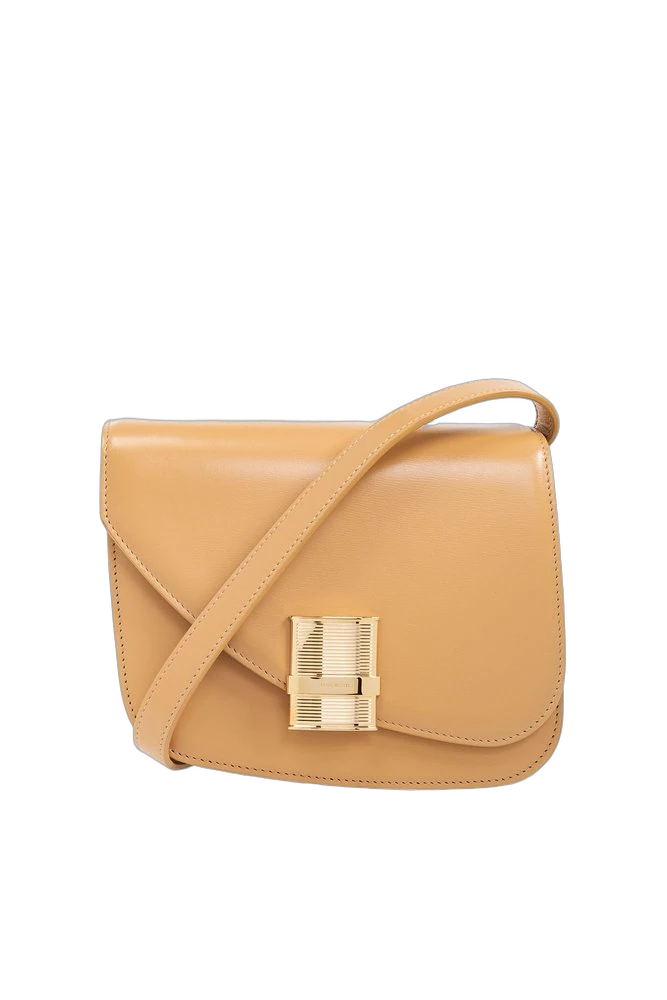 Ferragamo Fiamma 비대칭 폴드오버 탑 크로스바디 백