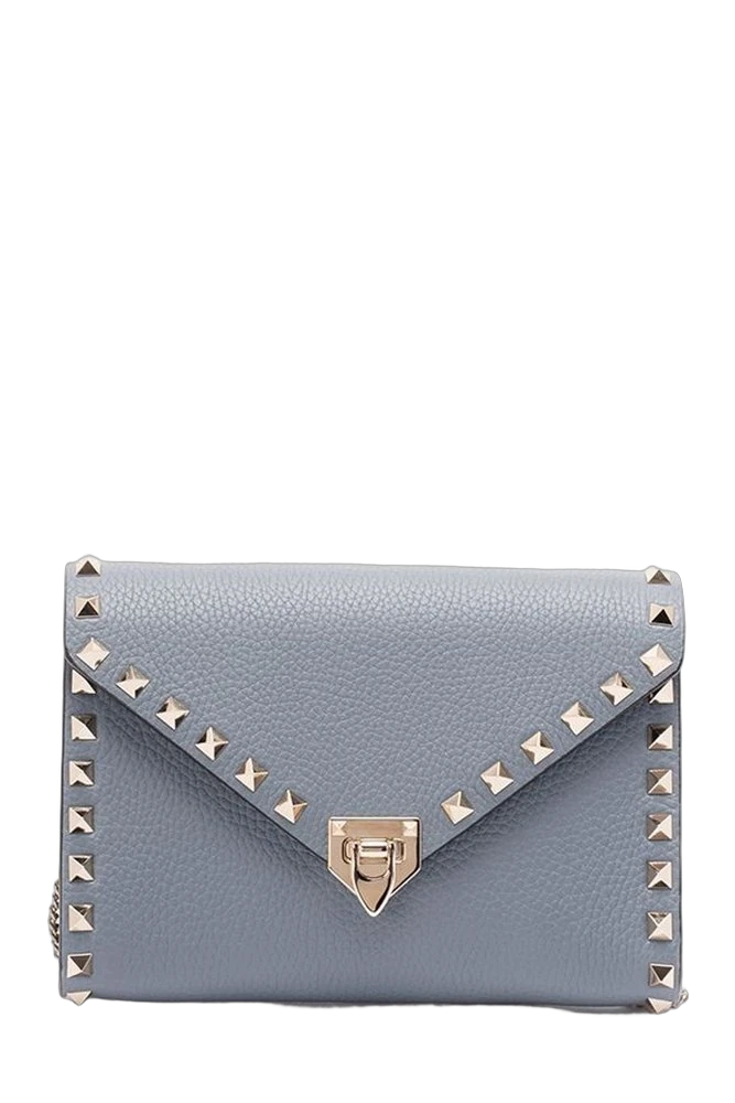 Valentino Garavani 락스터드 폴드오버 탑 미니 클러치백