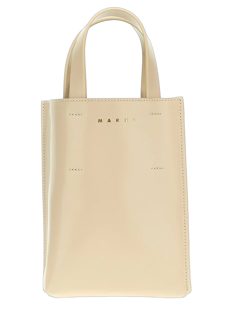 Marni 로고 프린트 탑 핸들 백