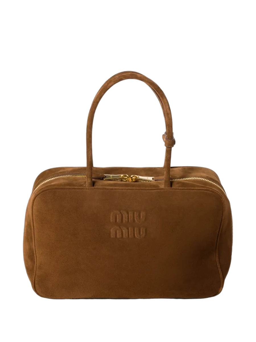 미우미우 Miu Miu Beau logo-debossed Suede Bag 제품 사진 미우미우 Miu Miu Beau logo-debossed Suede Bag 제품 사진