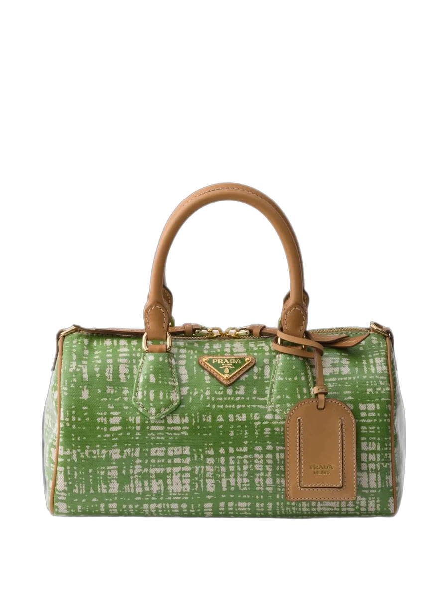 프라다 Prada Small Linen Blend And Leather top-handle Bag 제품 사진 프라다 Prada Small Linen Blend And Leather top-handle Bag 제품 사진
