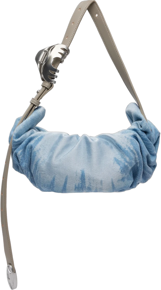블루 스몰 그랩 D 스크런치 숄더백