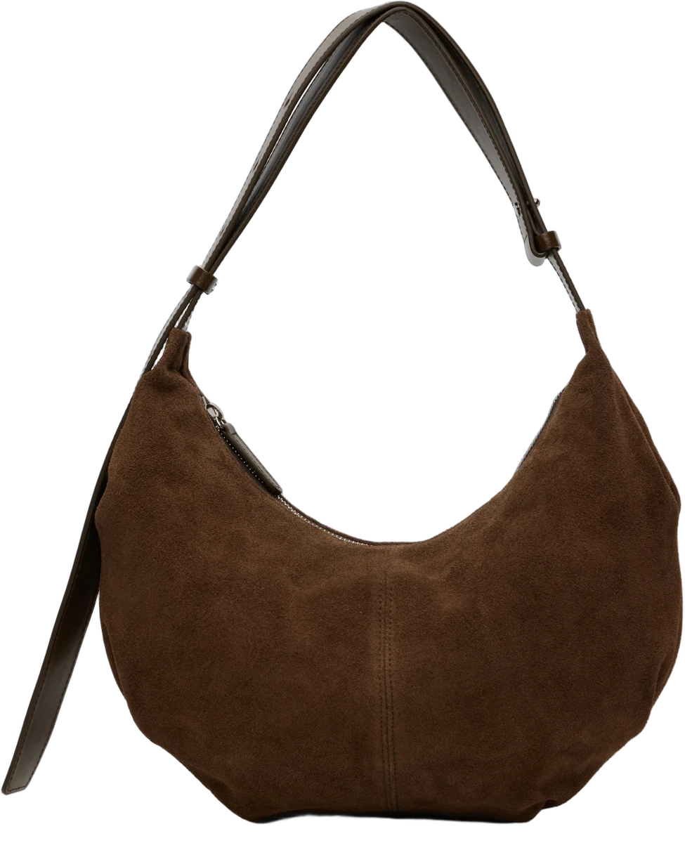 브라운 HT 스웨이드 숄더백
