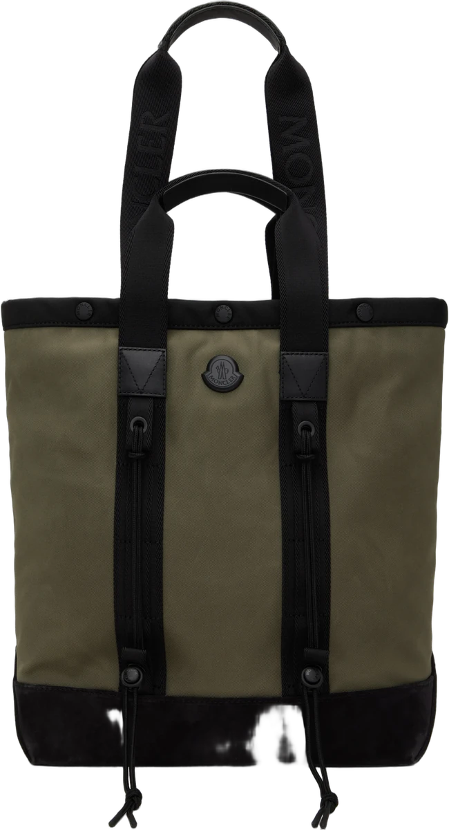 카키 & 블랙 스몰 테크 토트백